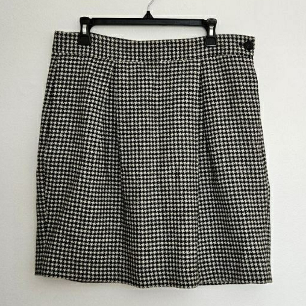 Brooks Brothers Classic And White Black Houndstooth Skirt 14